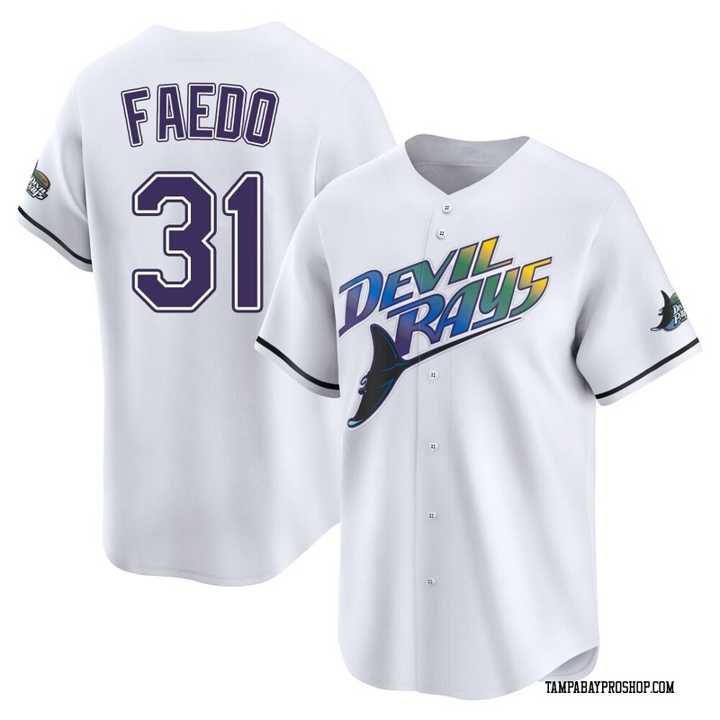 Alex Faedo Youth Tampa Bay Rays Throwback Cooperstown Jersey - White Limited