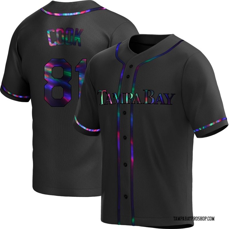 Alexander Cook Men's Tampa Bay Rays Alternate Jersey - Black Holographic Replica