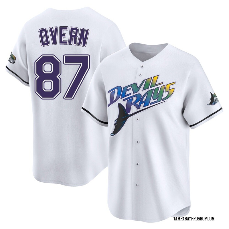 Austin Overn Men's Tampa Bay Rays Throwback Cooperstown Jersey - White Limited