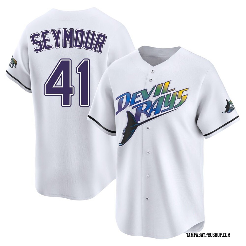 Bob Seymour Men's Tampa Bay Rays Throwback Cooperstown Jersey - White Limited