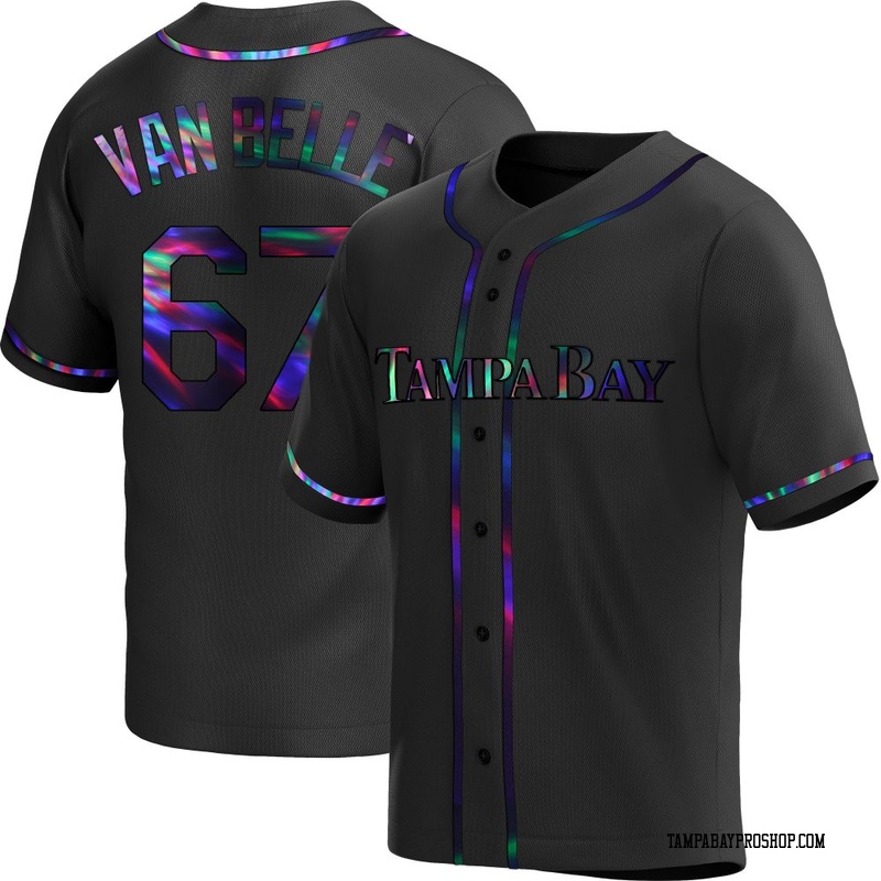 Brian Van Belle Men's Tampa Bay Rays Alternate Jersey - Black Holographic Replica