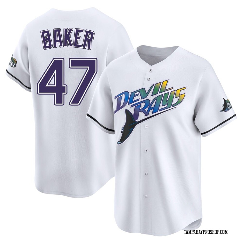 Bryan Baker Men's Tampa Bay Rays Throwback Cooperstown Jersey - White Limited