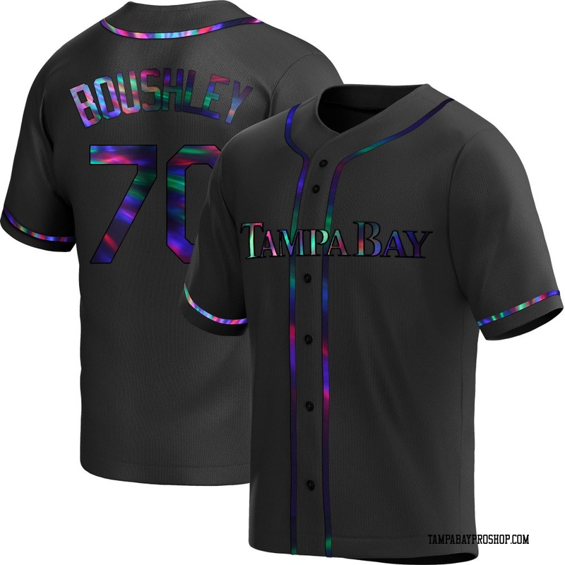 Caleb Boushley Men's Tampa Bay Rays Alternate Jersey - Black Holographic Replica
