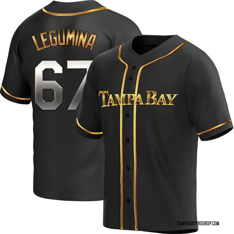 Casey Legumina Men's Tampa Bay Rays Alternate Jersey - Black Golden Replica