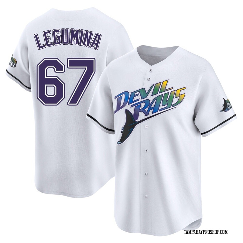 Casey Legumina Men's Tampa Bay Rays Throwback Cooperstown Jersey - White Limited