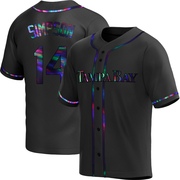Chandler Simpson Youth Tampa Bay Rays Alternate Jersey - Black Holographic Replica