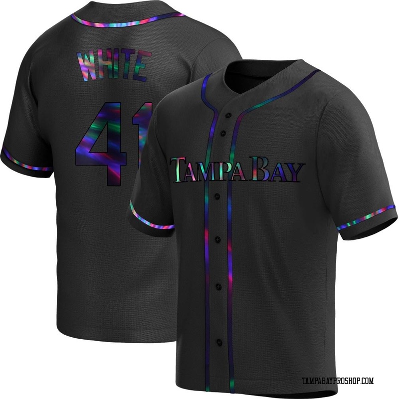 Colby White Youth Tampa Bay Rays Alternate Jersey - Black Holographic Replica