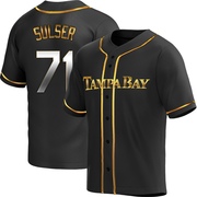 Cole Sulser Men's Tampa Bay Rays Alternate Jersey - Black Golden Replica