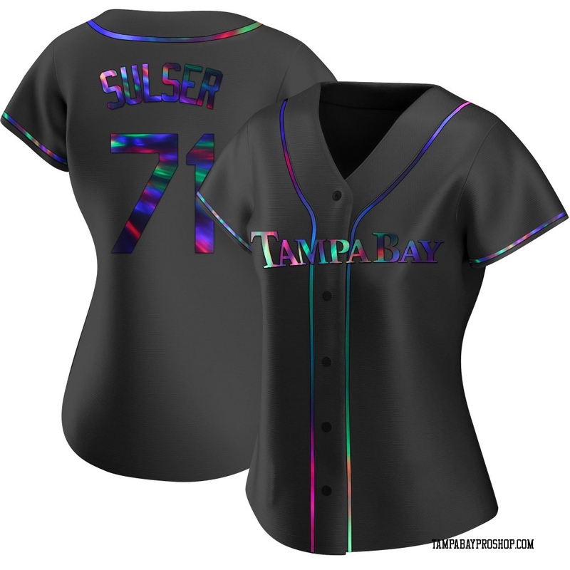 Cole Sulser Women's Tampa Bay Rays Alternate Jersey - Black Holographic Replica