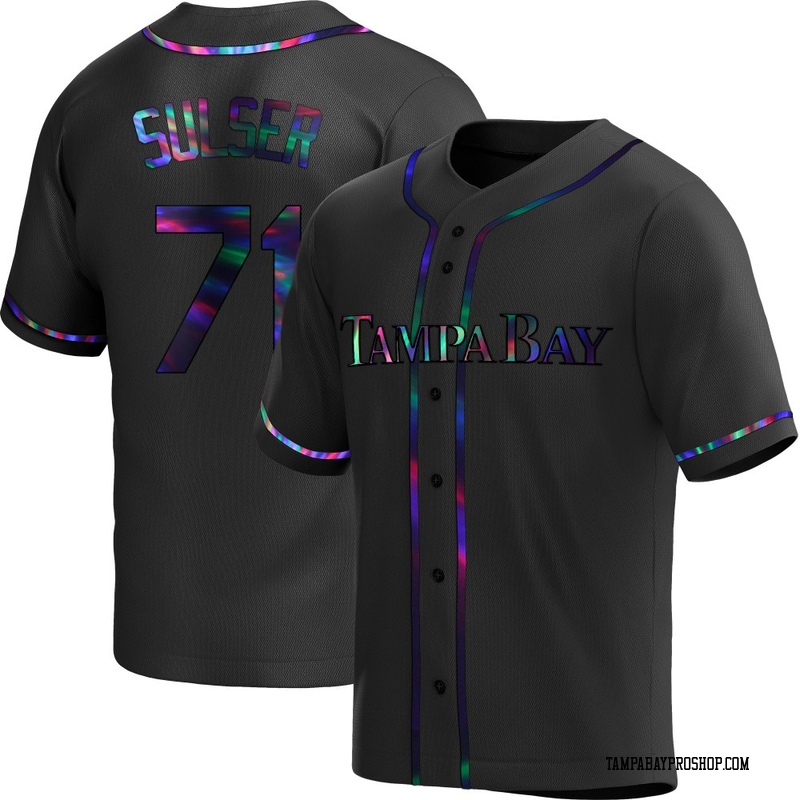 Cole Sulser Youth Tampa Bay Rays Alternate Jersey - Black Holographic Replica