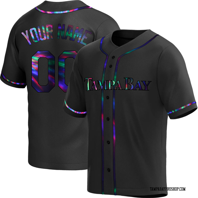 Custom Men's Tampa Bay Rays Alternate Jersey - Black Holographic Replica
