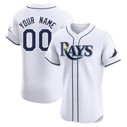 Custom Men's Tampa Bay Rays Home Jersey - White Elite