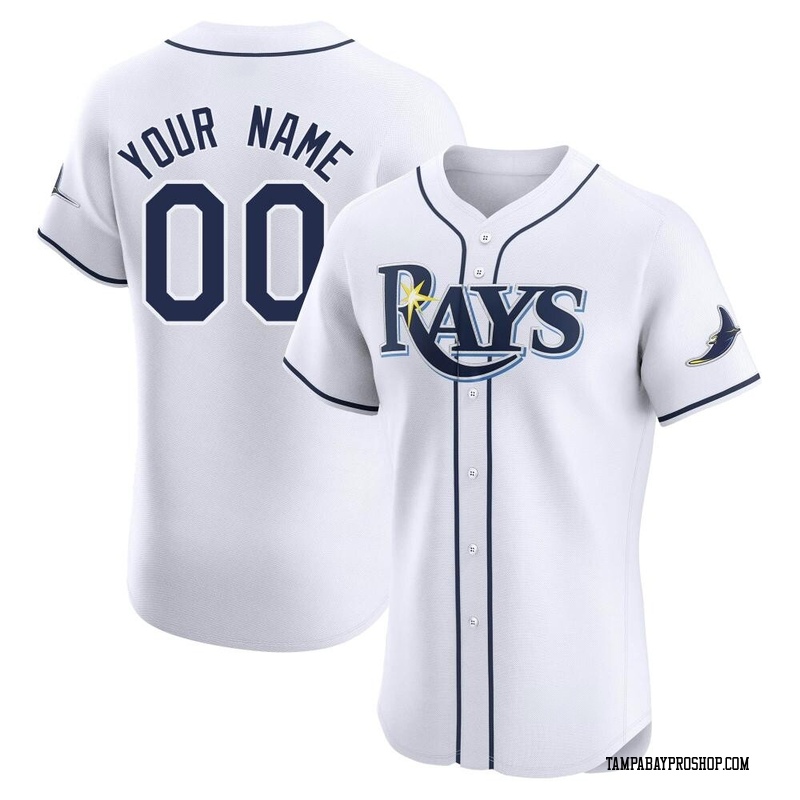 Custom Men's Tampa Bay Rays Home Jersey - White Elite