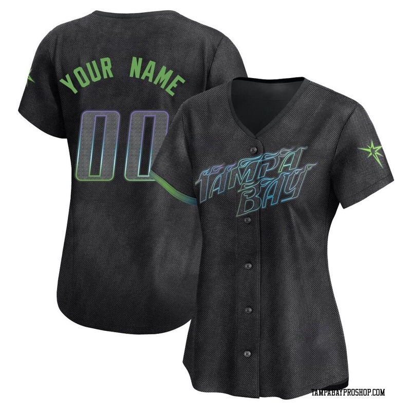 Custom Women's Tampa Bay Rays 2024 City Connect Jersey - Charcoal Limited