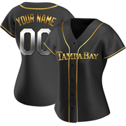 Custom Women's Tampa Bay Rays Alternate Jersey - Black Golden Replica