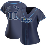 Custom Women's Tampa Bay Rays Alternate Jersey - Navy Authentic
