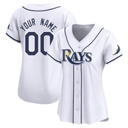 Custom Women's Tampa Bay Rays Home Jersey - White Limited