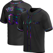 Custom Youth Tampa Bay Rays Alternate Jersey - Black Holographic Replica