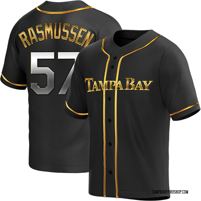 Drew Rasmussen Men's Tampa Bay Rays Alternate Jersey - Black Golden Replica