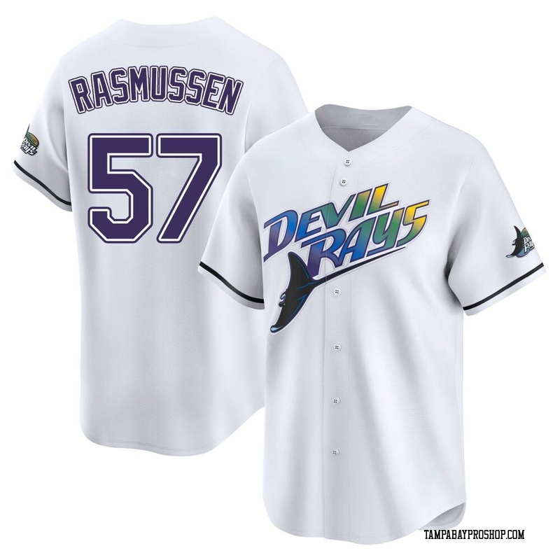 Drew Rasmussen Men's Tampa Bay Rays Throwback Cooperstown Jersey - White Limited