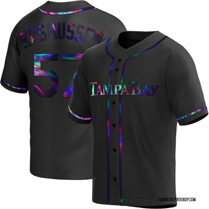 Drew Rasmussen Youth Tampa Bay Rays Alternate Jersey - Black Holographic Replica