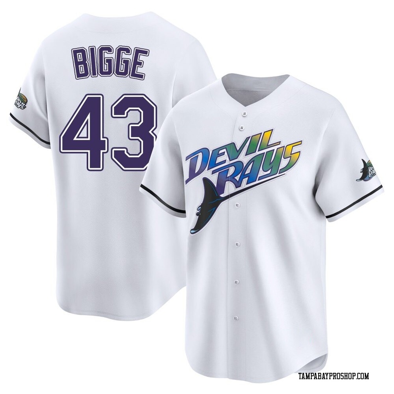 Hunter Bigge Men's Tampa Bay Rays Throwback Cooperstown Jersey - White Limited