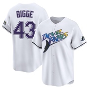 Hunter Bigge Youth Tampa Bay Rays Throwback Cooperstown Jersey - White Limited