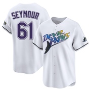 Ian Seymour Men's Tampa Bay Rays Throwback Cooperstown Jersey - White Limited
