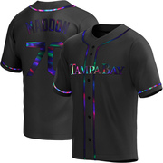 Joe Maddon Men's Tampa Bay Rays Alternate Jersey - Black Holographic Replica