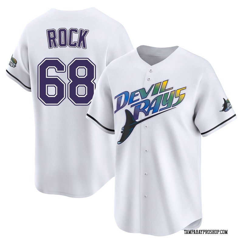 Joe Rock Men's Tampa Bay Rays Throwback Cooperstown Jersey - White Limited