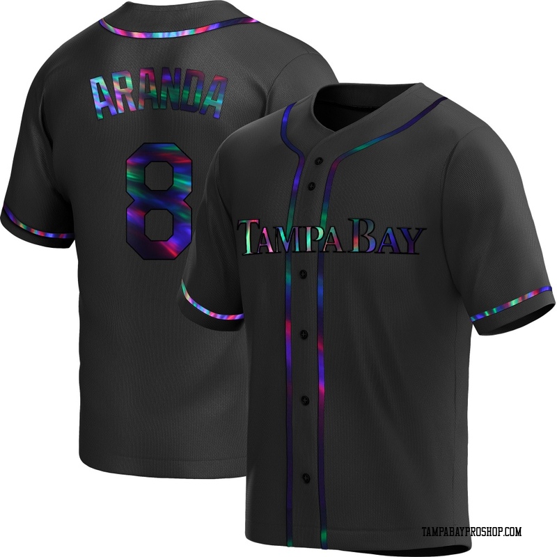 Jonathan Aranda Youth Tampa Bay Rays Alternate Jersey - Black Holographic Replica