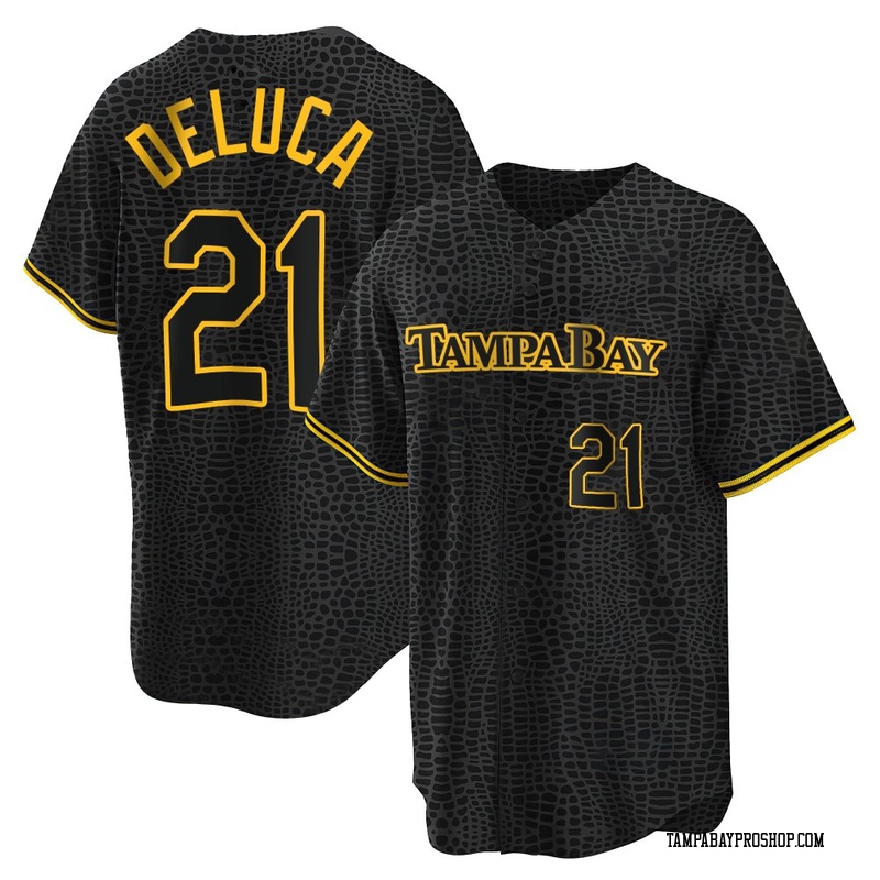 Jonny DeLuca Men's Tampa Bay Rays Snake Skin City Jersey - Black Replica