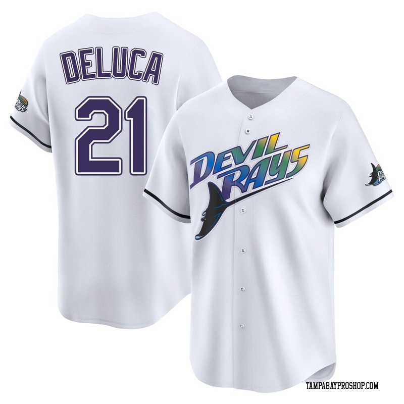 Jonny DeLuca Men's Tampa Bay Rays Throwback Cooperstown Jersey - White Limited