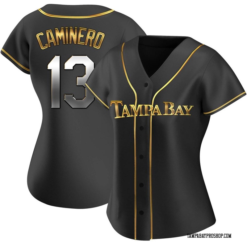 Junior Caminero Women's Tampa Bay Rays Alternate Jersey - Black Golden Replica