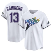 Junior Caminero Youth Tampa Bay Rays Throwback Cooperstown Jersey - White Limited