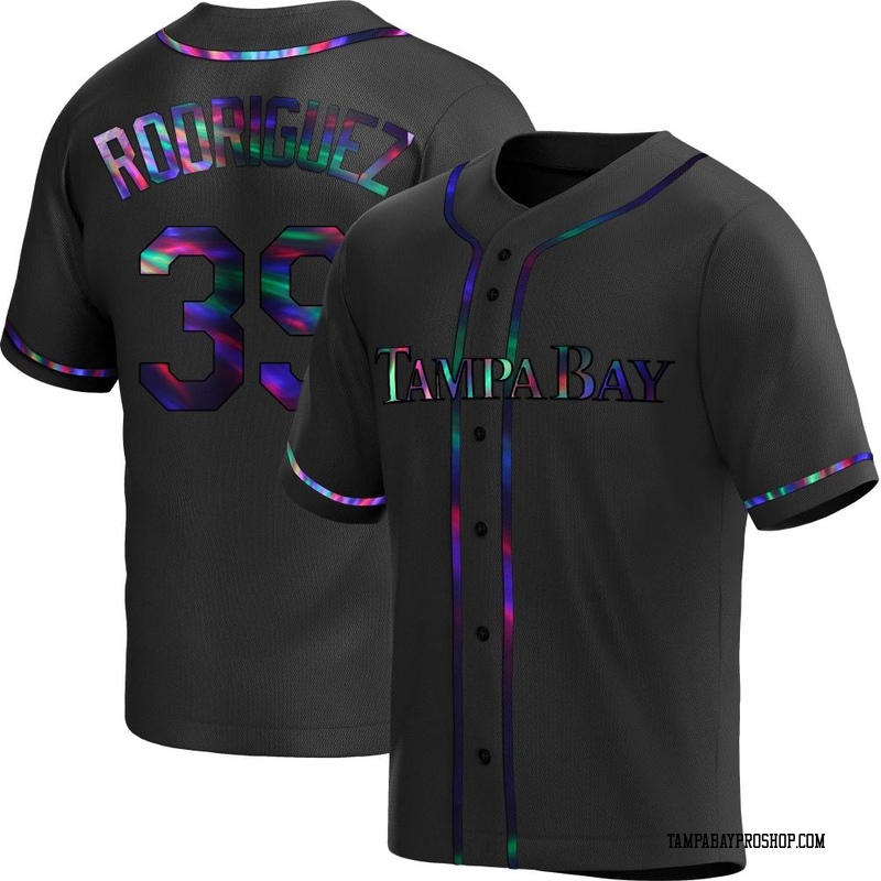 Manuel Rodriguez Men's Tampa Bay Rays Alternate Jersey - Black Holographic Replica