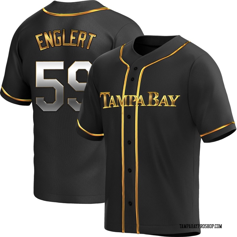 Mason Englert Men's Tampa Bay Rays Alternate Jersey - Black Golden Replica