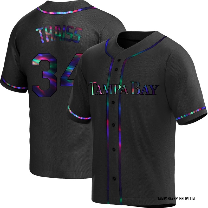 Matt Thaiss Men's Tampa Bay Rays Alternate Jersey - Black Holographic Replica