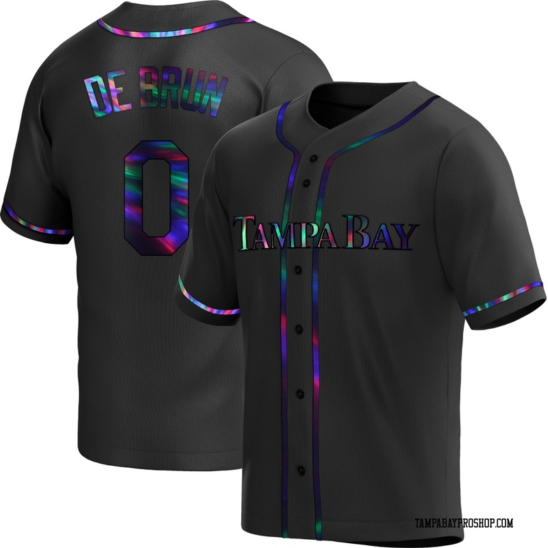 Slater de Brun Men's Tampa Bay Rays Alternate Jersey - Black Holographic Replica