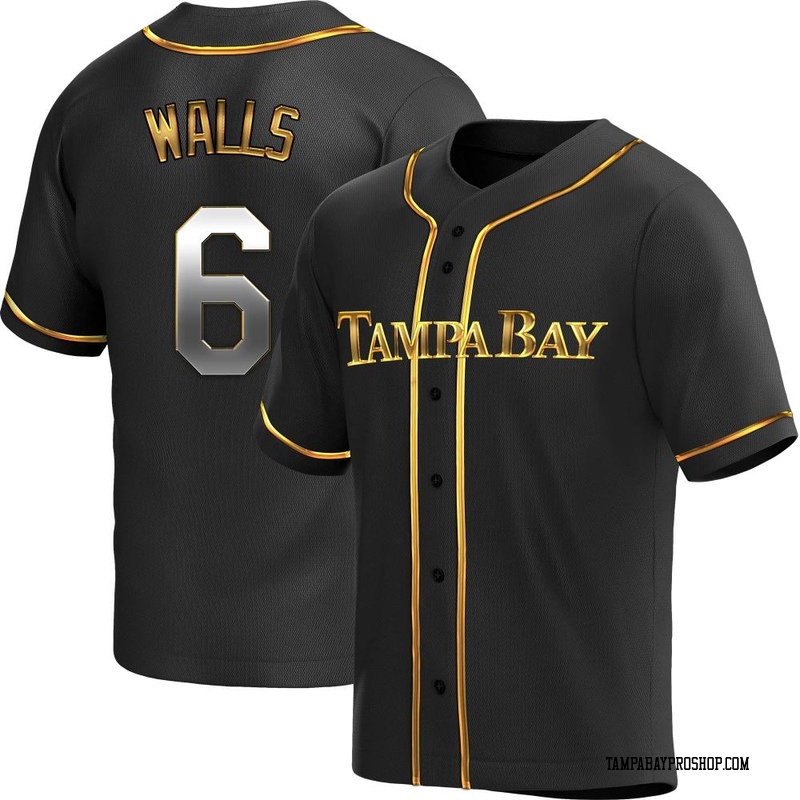 Taylor Walls Men's Tampa Bay Rays Alternate Jersey - Black Golden Replica