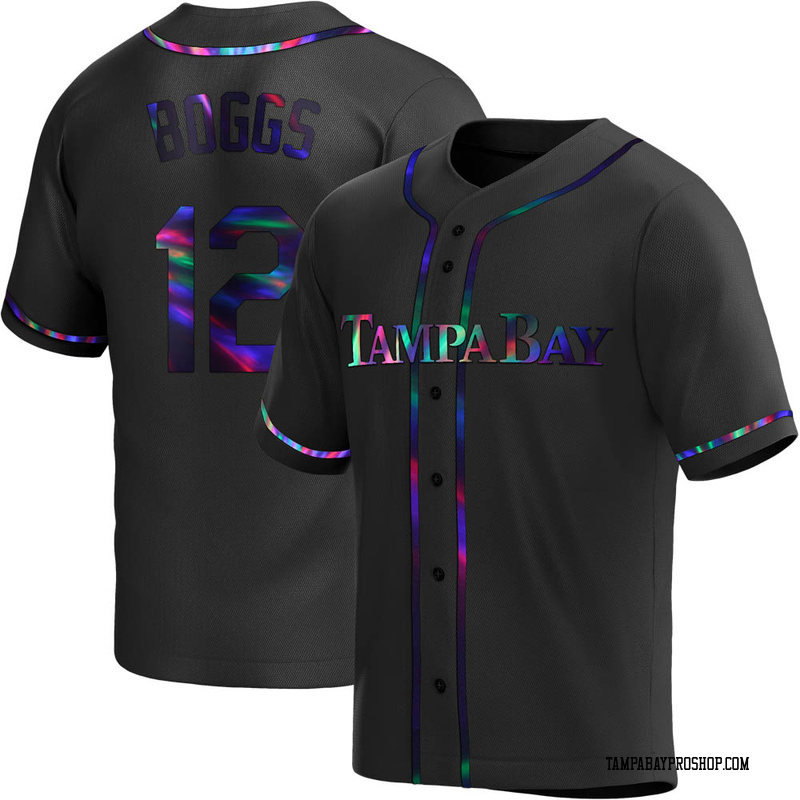 Wade Boggs Men's Tampa Bay Rays Alternate Jersey - Black Holographic Replica
