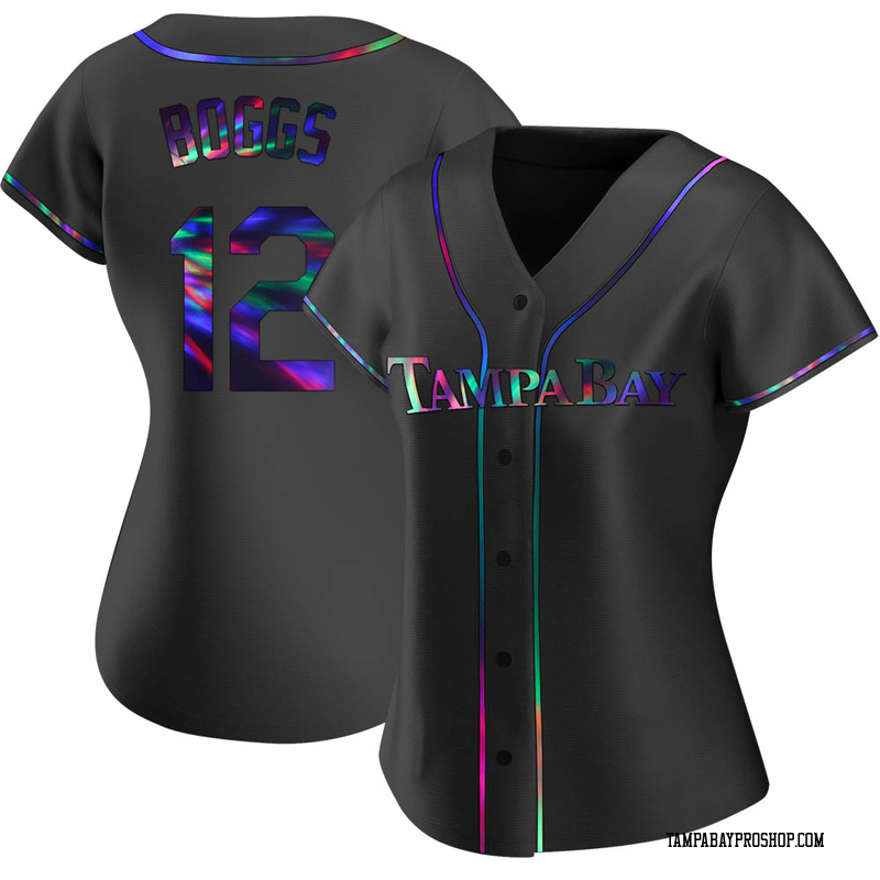 Wade Boggs Women's Tampa Bay Rays Alternate Jersey - Black Holographic Replica