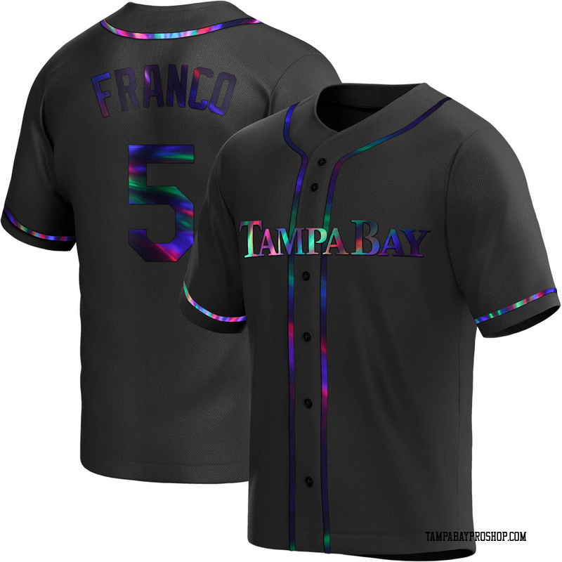 Wander Franco Men's Tampa Bay Rays Alternate Jersey - Black Holographic Replica
