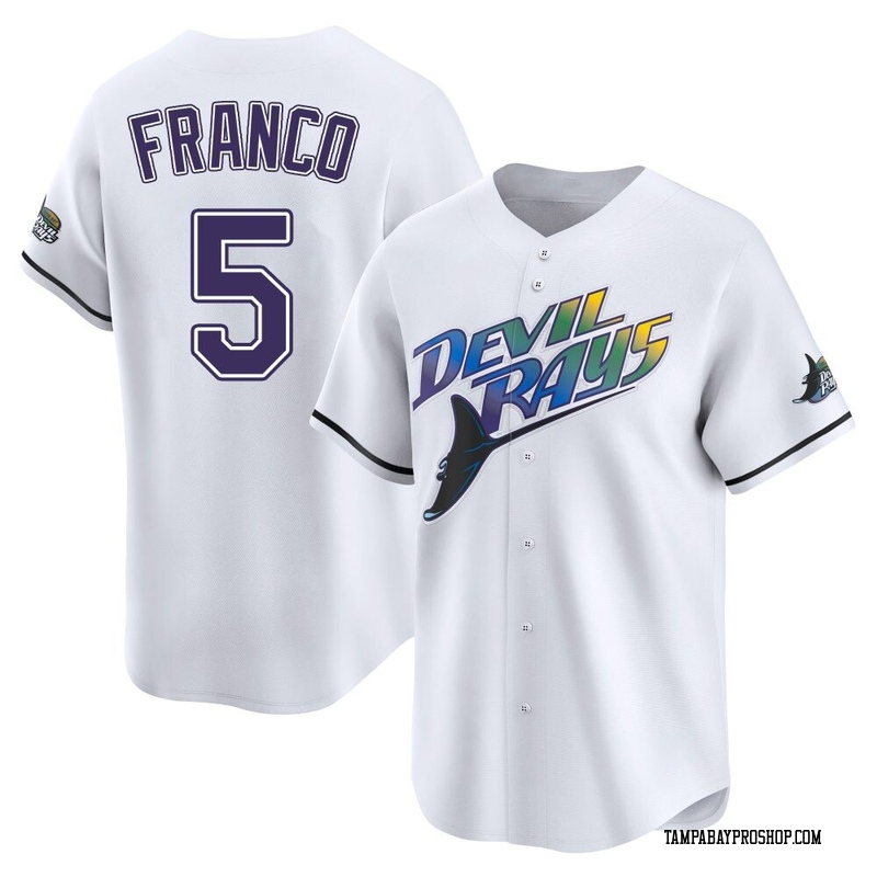 Wander Franco Men's Tampa Bay Rays Throwback Cooperstown Jersey - White Limited