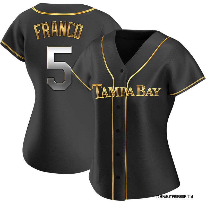 Wander Franco Women's Tampa Bay Rays Alternate Jersey - Black Golden Replica