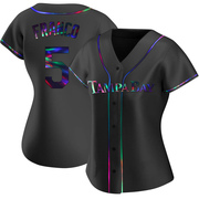 Wander Franco Women's Tampa Bay Rays Alternate Jersey - Black Holographic Replica