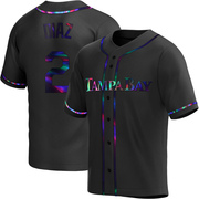 Yandy Diaz Men's Tampa Bay Rays Alternate Jersey - Black Holographic Replica